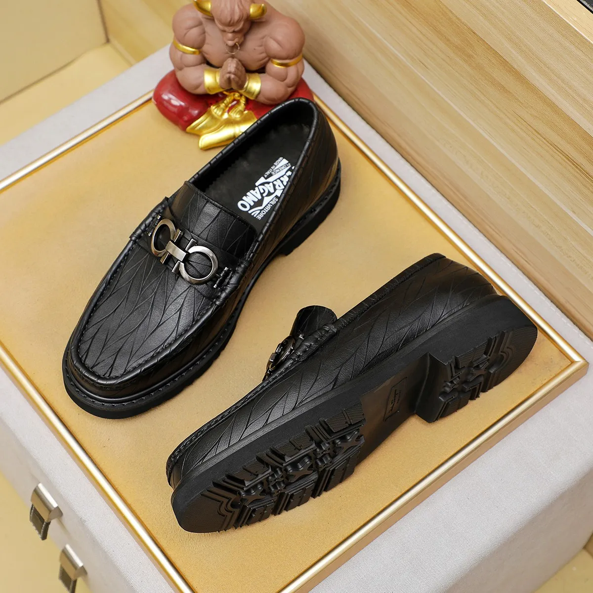 Men's shoes 💰500 Ferragamo [Ferragamo] top imported suit men's shoes 💯Original copy of the official website, product materials: selected imported embossed calfskin + luxury hardware buckle accessories ~ imported water-dyed cow 🐂 leather lining. Strong three-dimensional visual effect, original combination outsole, multiple colors available😘 Size: 38-44 (.45.46. Customized)